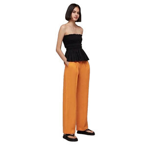 RALPH LAUREN ORANGE 100% LINEN FLAT FRONT TROUSERS PANTS - SZ 8